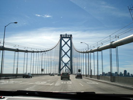 wir unterwegs auf der Baybridge nach San Francisco