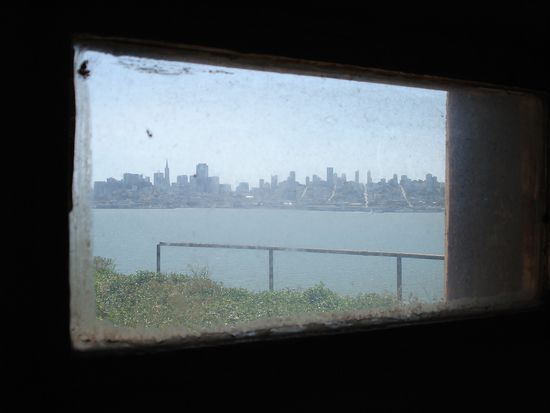 Ausblick vom Gefaengnis auf San Francisco...