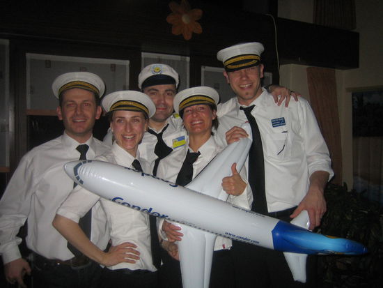 die crew kurz vor dem abflug