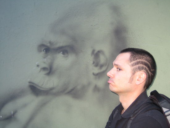 im zoo von buenos aires, an dem wir zufaellig entlang gekommen sind. ein besuch lohnt sich, wenn man sehen will, wie zoos eigentlich nicht aussehen sollten. es war sicher alles einmal liebevoll geplant vor langer zeit, doch artgerechte haltung sieht in der heutigen zeit gottseidank anders aus. der affe links guckt auch nicht besonders gluecklich...