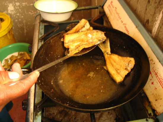 und das war unser mittagessen aus frischem fisch, fein sauberlich von den frauen filetiert und gereinigt.