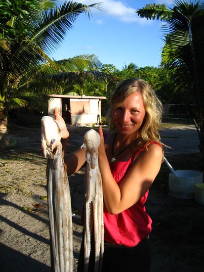 zur freude der koechin nahm ich die oktopusse in die hand - sie war ganz stolz!