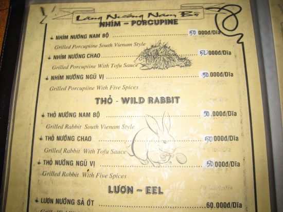 "gegrillter hase" (geht ja noch) und
"gegrillter igel"
es gab aber auch:
"ziegenpenis" und "fledermaus"