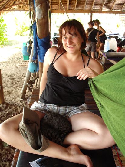 Simone wurde als Heizkissen genutzt, da es an diesem Tag nur 28 Grad waren