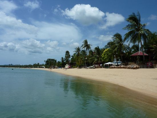 Maenam Beach in der Nebensaison. Mann, ist hier wenig los.