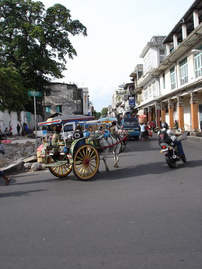 ..voellig wahnsinnig mit einer Pferdekutsche durch Denpasar...