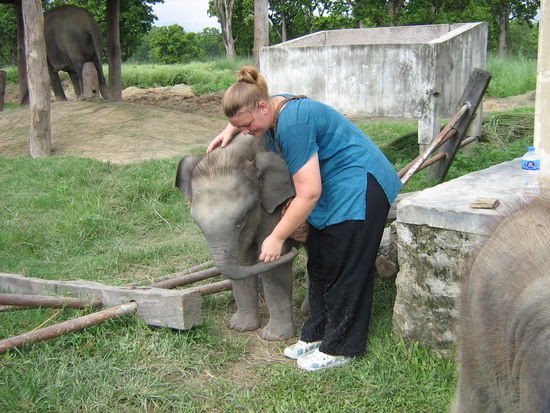 Ich mit einem der Zwillings-Elefanten