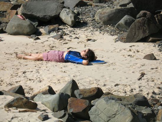 Lonely Big Hill Beach und Uli am Relaxen