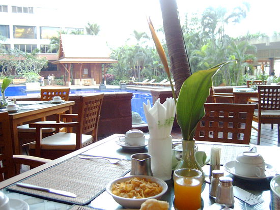 Frühstück mit Blick auf den Pool