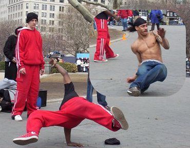 Breakdance Vorführung in den Straßen Manhattans
