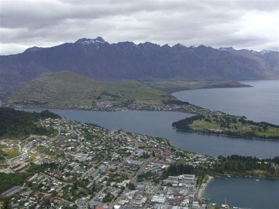 Queenstown und Umland von oben