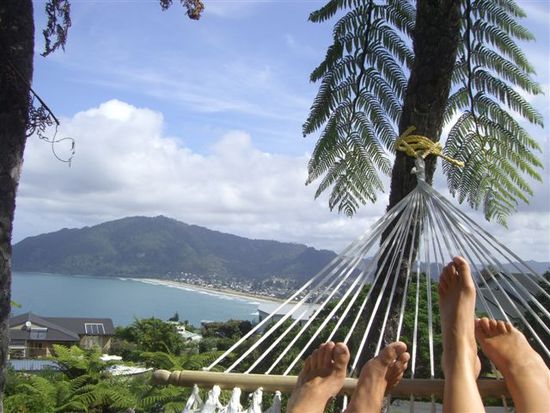 That's a way of life....
Blick auf Pauanui Beach...
(von Donnas Grundstueck aus)