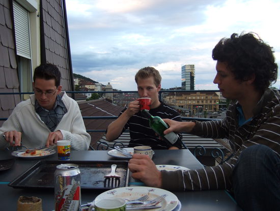 Unsere Pizzabäcker: Cyrill, Simon und Aldo