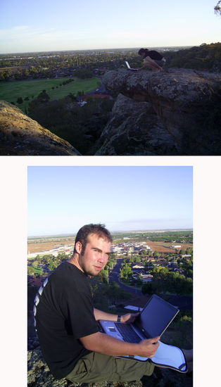 Update-Arbeiten für unsere Internetseite in luftiger Höhe über Griffith...