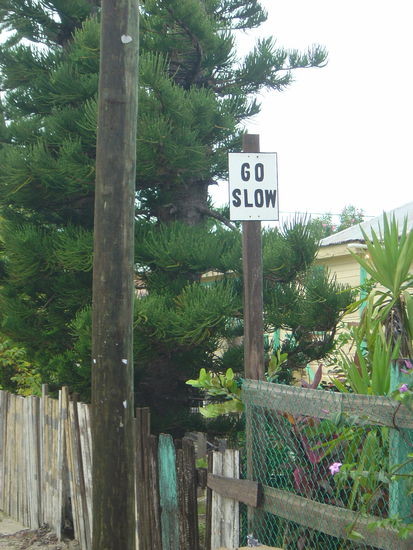 Statt Geschwindigkeitsbegrenzungen gibt es in Caye Caulker solche Schilder.