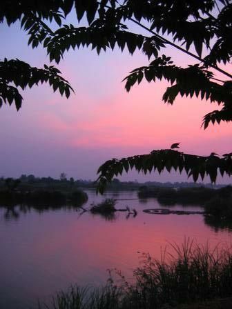 Sonnenuntergang am Mekong (Savannakhet).