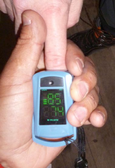 Mmmh, also der deutsche Rettungsdienst würde mich bei einer Sauerstoffsättigung von nur 85% wohl erstmal flach hinlegen und dann wahrscheinlich Reanimationsmaßnahmen einleiten...