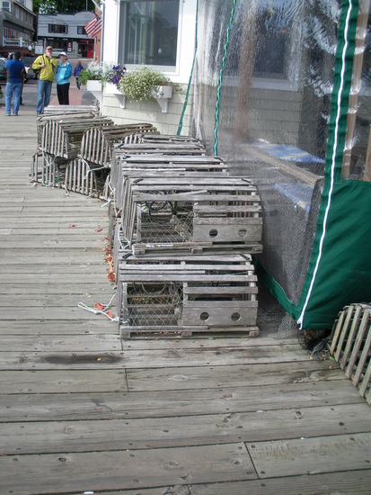 in Camden am Fischereihafen - Lobsterkäfige