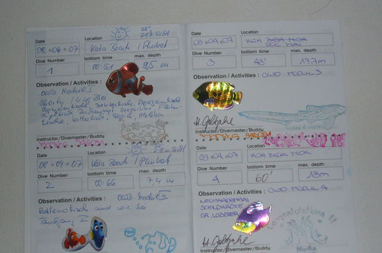 mit den ersten Tauchgaengen