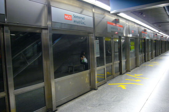 So sieht der Bahnsteig aus, ohne dass ein Zug da wäre, da kommt nicht mal ne Maus auf die Gleise...