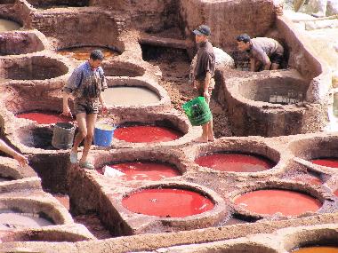 Fes: Gerberviertel - Farbbottiche