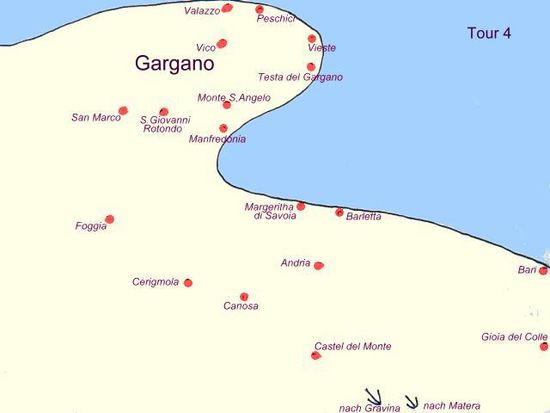 Toru 4: Apuliens Norden - Gargano, Castel del Monte und Matera