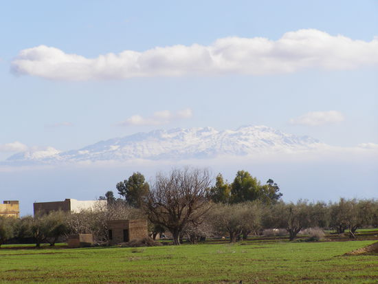 bei M'Zem: schneebeckten Gipfel des Atlas-Gebirges
