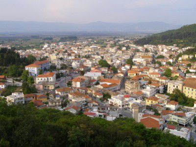 Blick auf Eleftheroupoli und die Ebene von Philippi