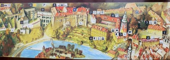Plakatansicht der mittelalterlichen Stadt Ceský Krumlov