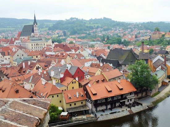 Ceský Krumlov: Blick vom Schloss auf die Altstadt