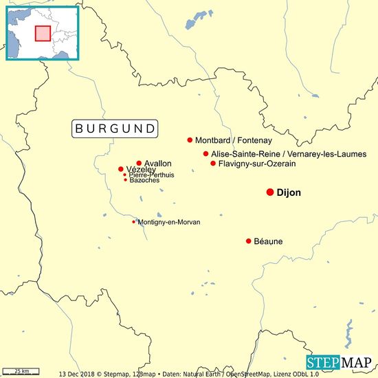 Unsere Route durch Burgund