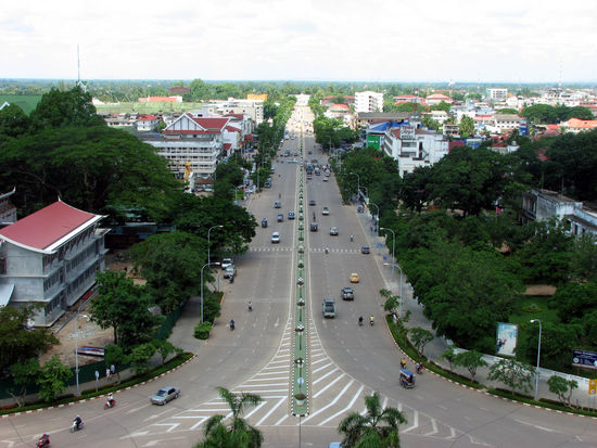 ein Ausschnitt Vientianes von oben...