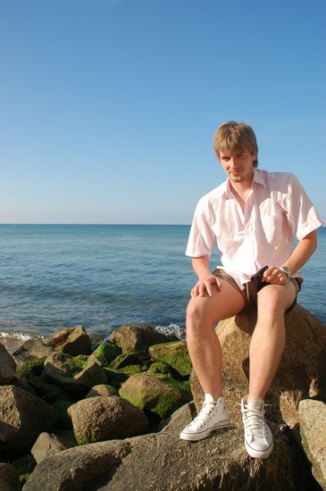 Das bin ich kurz vor Abfahrt der Faehre! ich glaube die Erschoepfung steht mir ins Gesicht geschrieben.