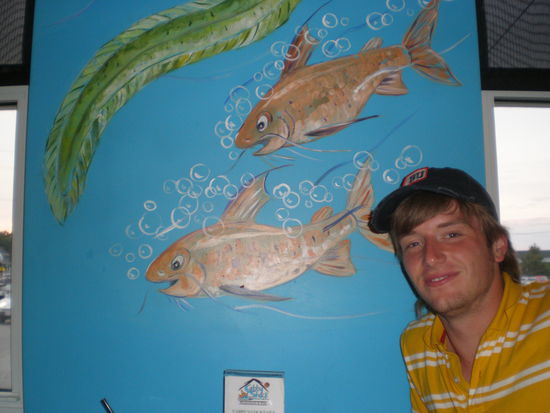 Ich im Fischrestaurant in Pymouth