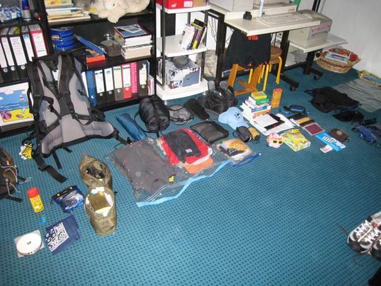 Die Ausrüstung für ein Jahr in einem Rucksack!