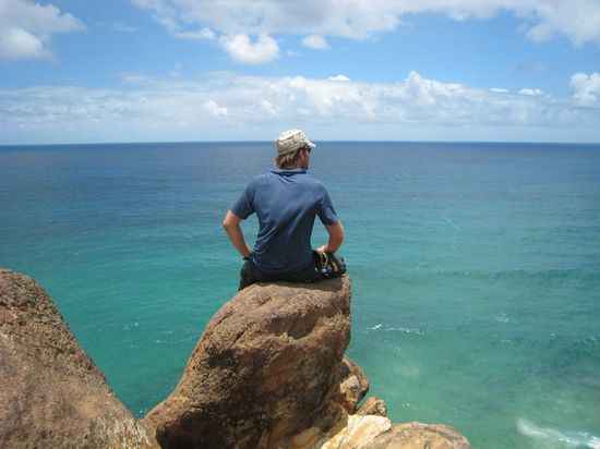 Ausschau halten nach Haien und Delphinen