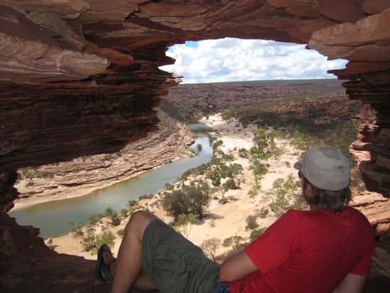 Das Fenster zum gefährlichen Gorge, den der Murchison River gefräst hat