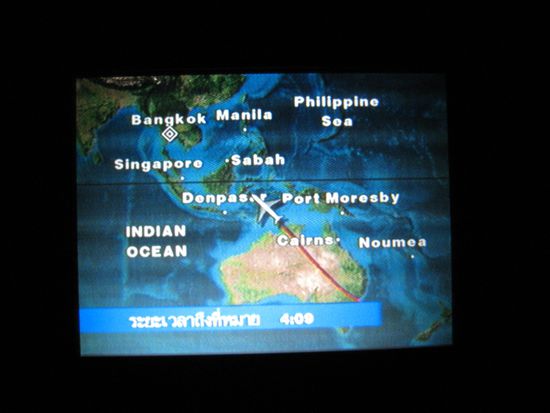 The flight to Thailand/Bangkok