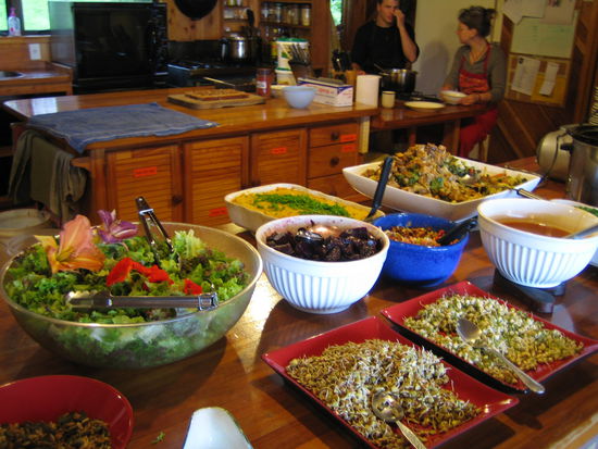 Von uns Woofern bereitetes Abendessen.