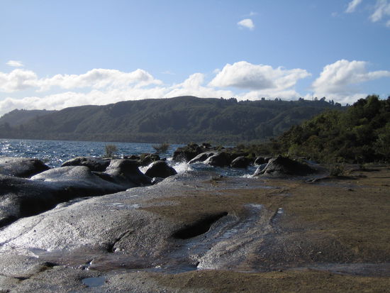 Spaziergang am Lake Taupo nach getaner Arbeit.
