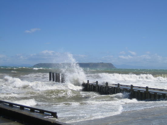 Blick vom Hostel "Moana Lodge" direkt aufs Meer