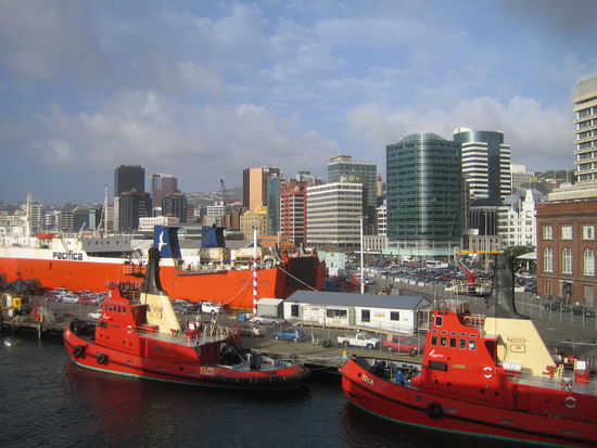 Wellington Harbour
Von diesem Hafen bieten 2 Firmen Seepassagen zwischen Wellington (Nordinsel) und Picton (Südinsel) an und überbrücken damit die Cookstraße, eine Meerenge, mit zuweilen recht rauen Bedingungen.