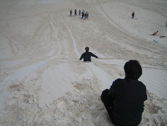 Sandboarding down the Sand dunes