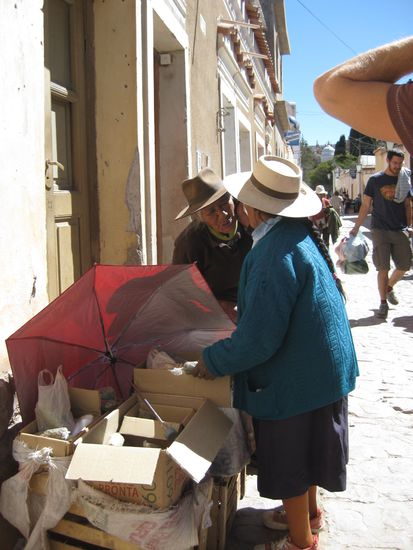 Zwei Damen, die mit Heilkräutern und Wurzeln handeln. Sie hatten für jedes Leiden - von Zahnschmerzen bis Prostata Problemen ein Kraut.