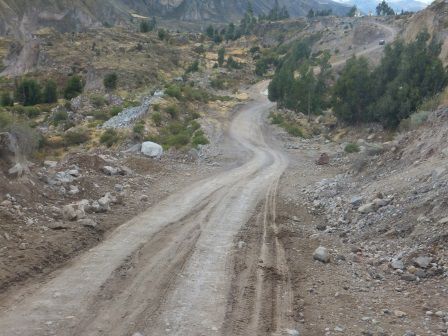 Die Piste würde ich kaum mit dem PW fahren. Wir sind mit dem Bus durch. Foto: Köbi