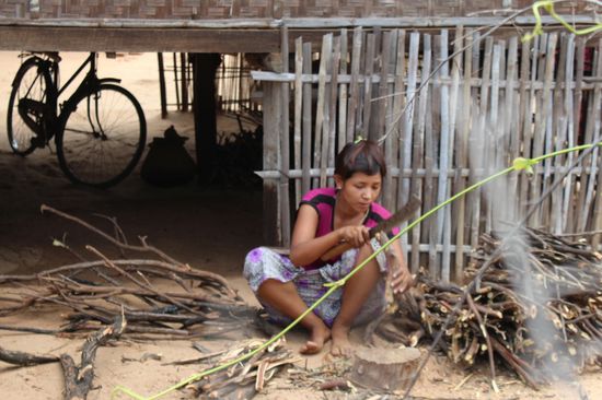 Holz hacken für die Küche