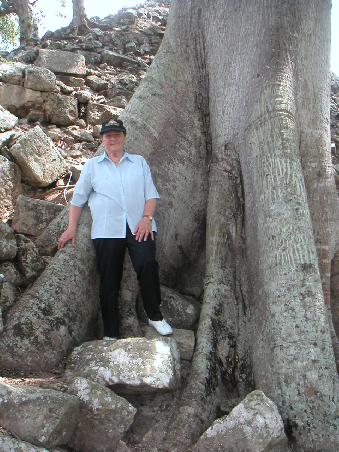 zwischen den Wurzeln der riesigen Ceiba