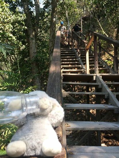 Hier hängt er noch an der Wasserflasche