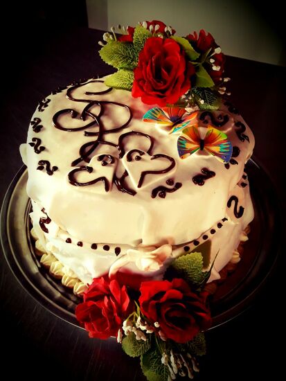 Die wunderbar feine Hochzeitstorte, von Erika gebacken - und fotografiert