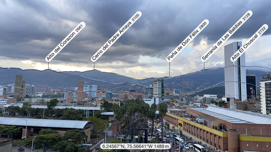 Meine PeakFinder-App funktioniert auch hier.